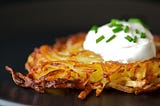 A close-up of a latke.