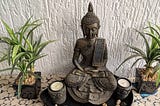 Meditating Buddha in a serene pose.