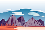 Illustration of mountain scenery from Northern Canada
