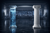 A conceptual architectural render of a bridge between digital liquidity and traditional banking, symbolizing the 2026 stablecoin infrastructure
