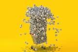 An illustration of hundreds of toilet paper rolls stacked up in a single shopping cart.