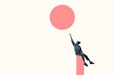 Young Black girl reaching for the sky, aka a salmon-colored circle in the sky.