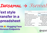 Text style transfer in a spreadsheet using Hugging Face Inference Endpoints