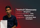 How Vetrivel stepped out of his kitchen to become a professional Coder
