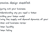 Designing Tokenomics checklist