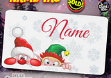 Santa and Elf Cute Cartoon Characters Copyright bluedarkart TheChameleonArt ● Name Tag available…