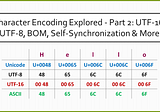 Character Encoding Explored - Part 2: UTF-16, UTF-8, BOM, Self-Synchronization & More