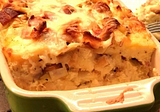 Pork — Savory Leek and Bacon Bread Pudding