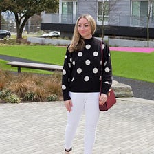 Spring Style: Polka Dot Sweater &amp; White Jeans