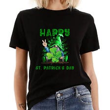 Happy St. Patrick’s Day Peace Green Garden Gnome with Lucky Shamrocks T-shirt / Long Sleeve Shirt /…