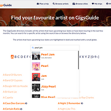 New on GigsGuide: City pages, a new Artist search and more…