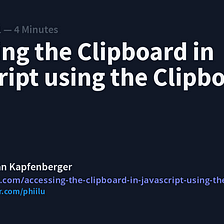 Accessing the Clipboard in Javascript using the Clipboard API