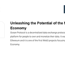 Ocean Protocol: Unleashing the Potential of the New Data Economy
