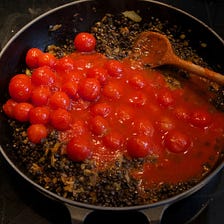Red lentil tomato Dal with Basmati.