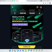 I am participating in the air drop lucky draw in Squad X Metaverse.