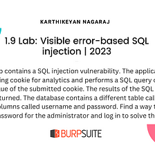 1.9 Lab: Visible error-based SQL injection | 2023