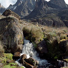 Small waterfalls on the way to the top of Mount Kenya