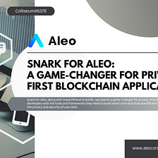 Snark for Aleo: A Game-Changer for Privacy-First Blockchain Applications