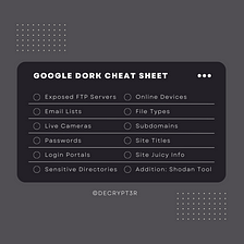 Advanced Google Dork Cheat Sheet