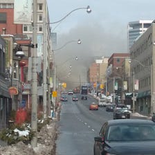 Fire at Yonge St and St Clair West.