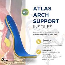 Atlas Arch Support Insoles for Women. Men Footwear Shoe Inserts are Perfect for Extra Arch Support.