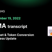 Taraxa AMA Transcript: December 15, 2022