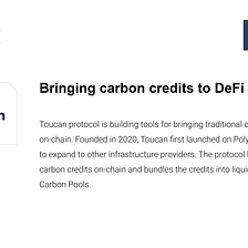 Bringing carbon credits to DeFi with Toucan