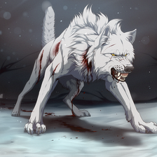 The wolf that looks exhaust yet will strike anything for his love.