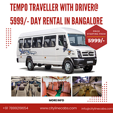 Tempo traveller with Driver @ 5999/- Day Rental in Bangalore