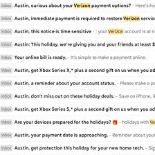 Verizon, how will you Spam my busted email cuz I’m 1 Factor Poor?