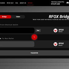 Teleport Tokens Across the RFOX Metaverse Ecosystem’s ETH-WAX Bridge