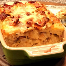 Pork — Savory Leek and Bacon Bread Pudding