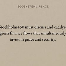 Financing a Greener Future for Peace