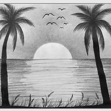 Sunset Drawing with Pencil, Pencil Drawing for Beginners, Scenery Drawing  Easy, Art Tutorial, by Creativecanvasbyparna