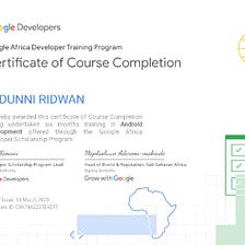 Completion of Google’s Android Developer Course
