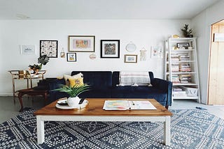 living room with clean minimalist Airbnb style