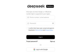 DeepSeek login page