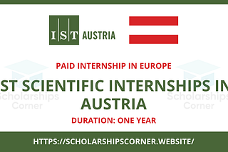 IST Scientific Internships in Austria 2021–22 | Paid Internships