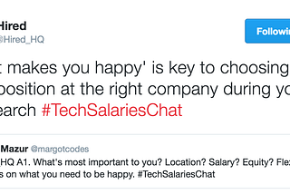 #TechSalariesChat, the tl;dr version