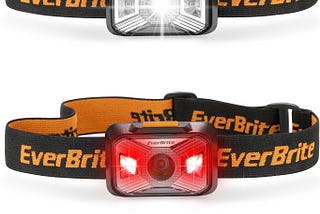 EverBrite Headlamps Rechargeable with Red Light - Outdoor LED Flashlight Head Lamps, Waterproof Dustproof Gear for Hiking Camping Essentials, 2 Pack