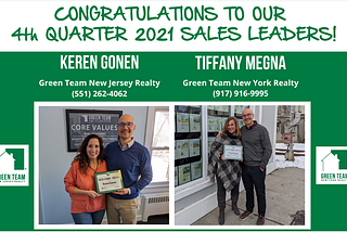 4th Quarter 2021 Sales Leaders — GreenTeamRealty.com