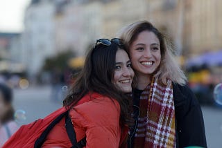 Two women pose