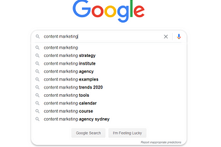Google search for content marketing