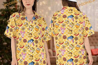 Winnie Pooh Button Hawaiian Shirt, Disneyland Aloha Adult Fashion