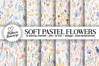 Soft Pastel Flowers Digital Papers