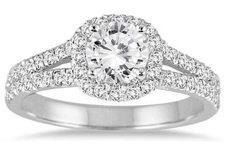 AGS Certified 1 1/4 Carat TW Diamond Engagement Ring in 14K White Gold (J-K Color I2-I3 Clarity)