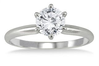 AGS Certified 1 Carat Diamond Solitaire Ring in 14K White Gold (J-K Color I2-I3 Clarity)