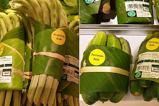 Some supermarkets in Asia using banana leaves instead of plastic