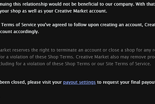 Creative Market deletes our account without cause after we reported bugs in their Affiliate Program