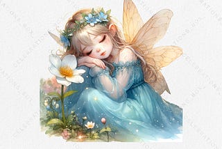 Lovely Sleeping Fairy Clipart PNG Bundle Graphic AI Transparent PNGs 1
